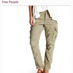 Free People Wild Nothing Cargo Pants Khaki Green in Size 6